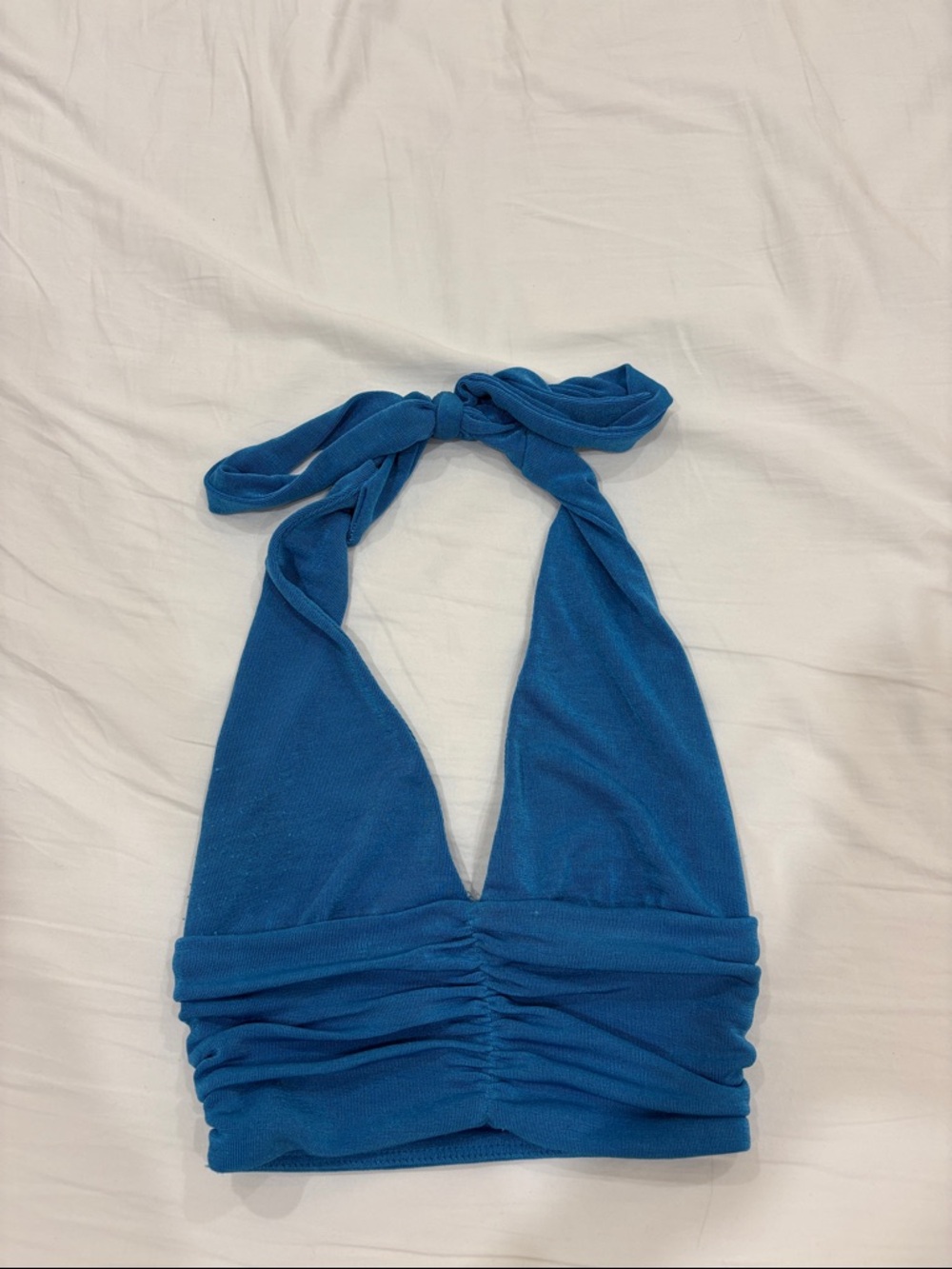 Garage Royal Blue Halter Tie Crop Top